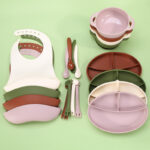 Kids Silicone Bowl Spoon Set, Baby Feeding Silicone Placemat Dinner Plate With Suction Cup