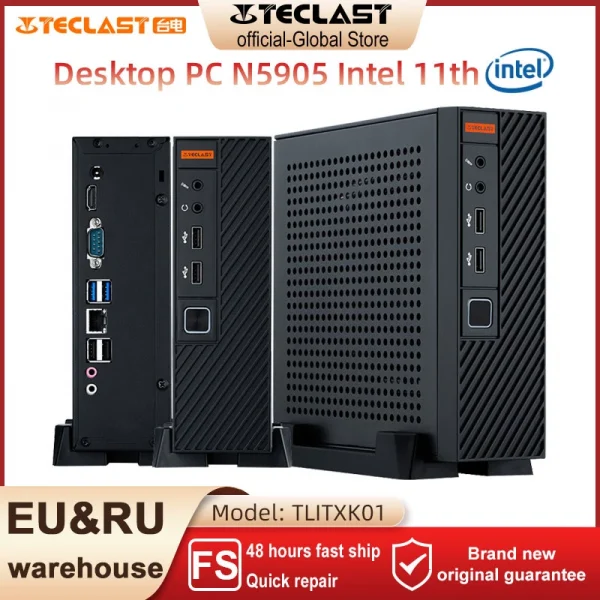 Teclast Desktop PC N5905 Intel 11th 8GB DDR4 M.2 NVME 2280 256GB SSD Windows 10 4K 60Hz HDMI VGA Exquisite Mini Gaming Computer